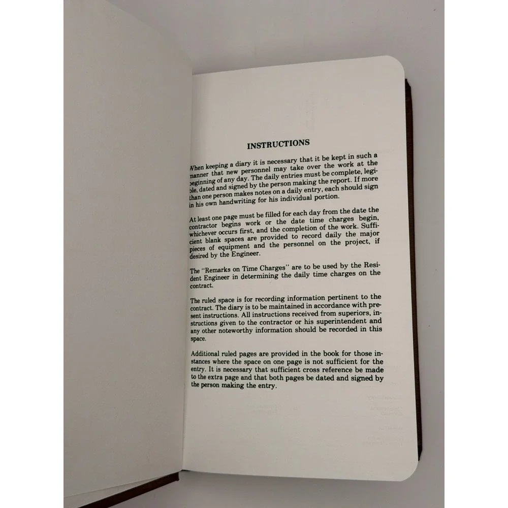 Vintage TxDOT Diary Book Form 232 Texas Dept Transportation Construction Log '91